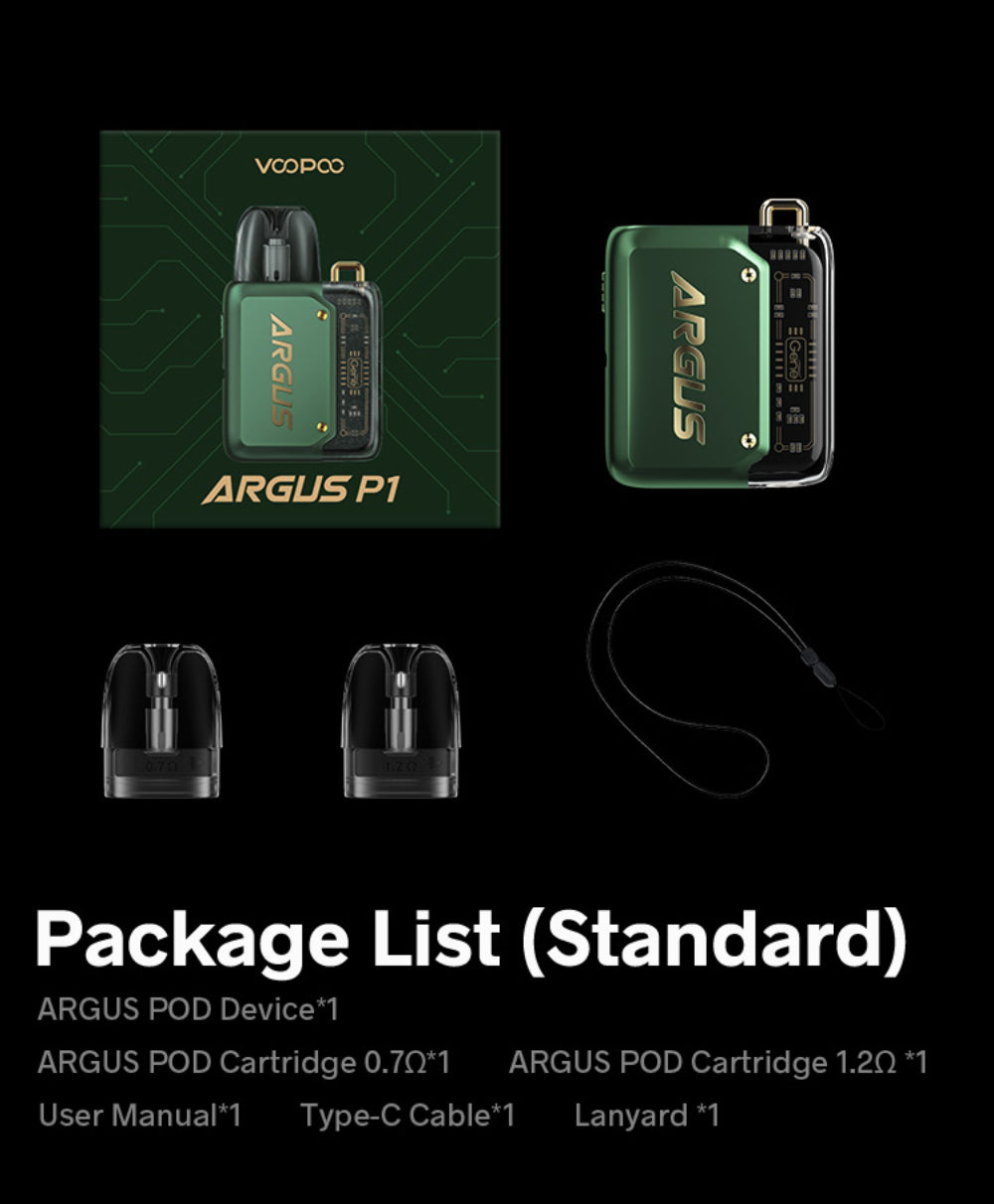 Original VOOPOO Argus P1 Kit 800mAh Battery 20W with 2ml Argus Vape Pod Cartridge Coil Vaporizer Free Shipping