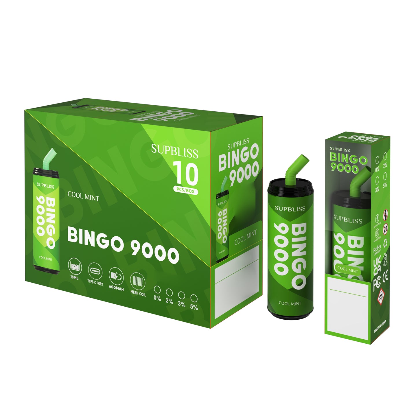 Original SUPBLISS Bingo 9000 Puffs Rechargeable RandM Coke Can Vape Device (Free Shipping)