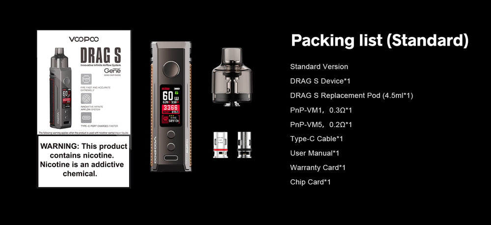 Original VOOPOO Drag S Drag X Pod Mod Vape Kit 4.5ml PnP Tank GENE.TT Chip Free Shipping