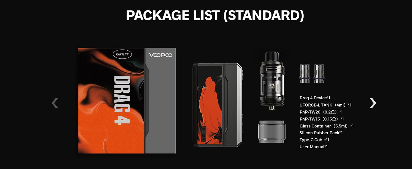 Original VOOPOO Drag 4 Kit 177W Vape Mod 5.5ml UFORCE-L Tank External 18650 Vaporizer Free Shipping