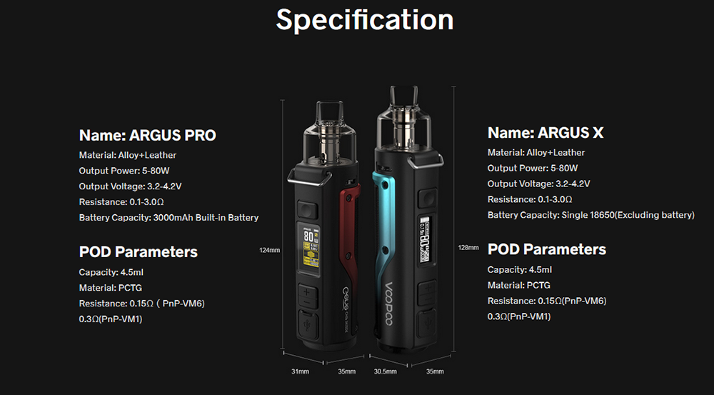 Original VOOPOO Argus Pro Kit 80W Vape 3000mAh Battery 4.5ml Pod Pnp Coil Vaporizer Free Shipping