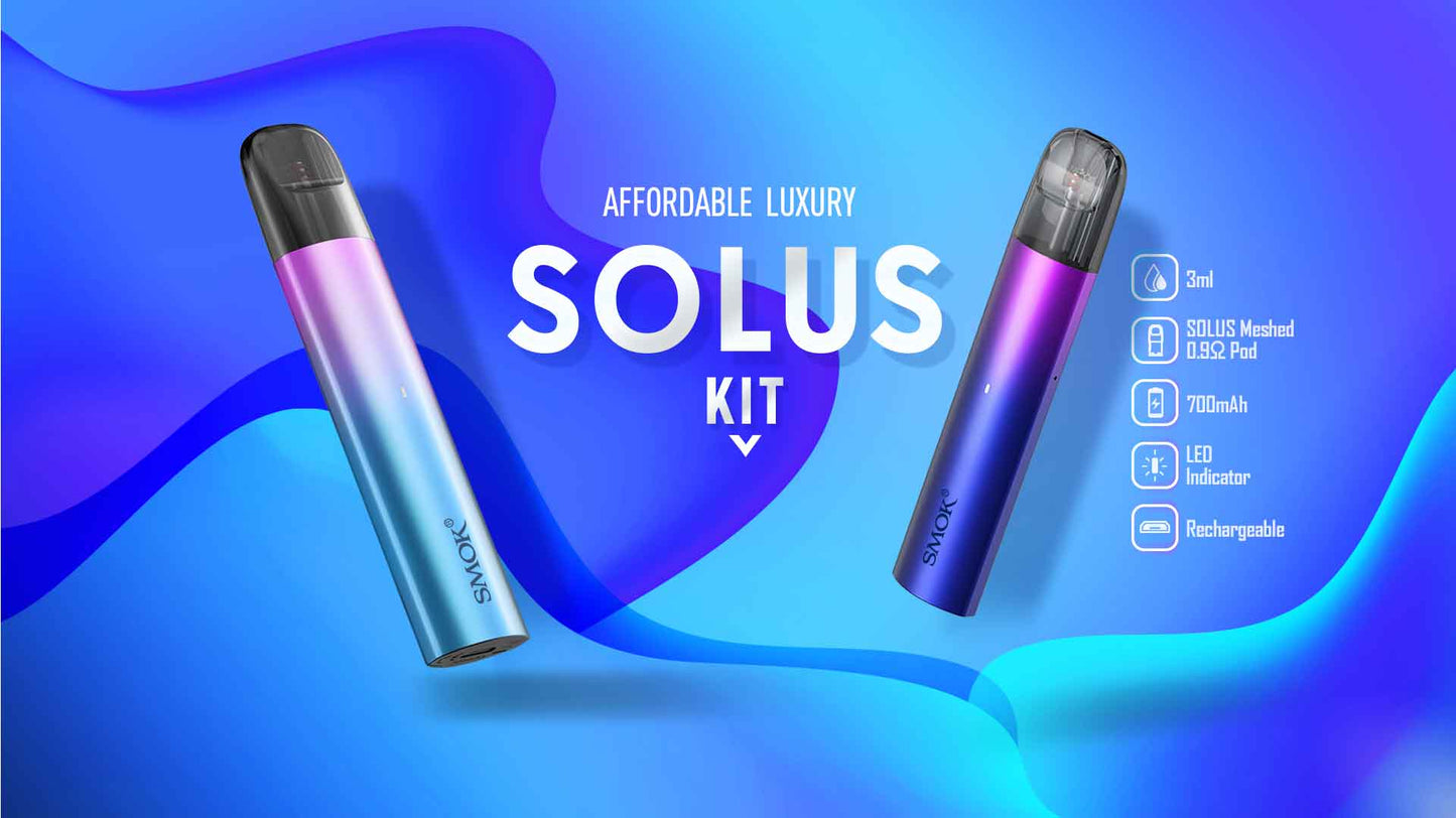 Original SMOK SOLUS Pod Kit 15W 700mAh 2.5ml Cartridge Meshed 0.9ohm Vape Free Shipping