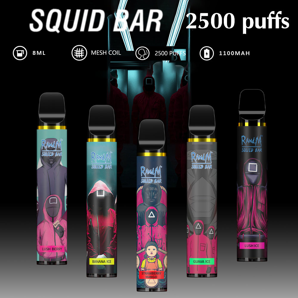 Original RandM Squid Bar 2500 Puffs Vape Kit Device (Free Shipping)