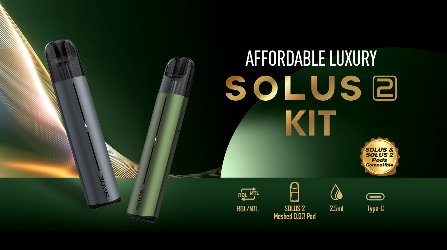 Original SMOK Solus 2 Pod Kit 700mAh Battery 15W With 2.5ML Meshed Pod Cartridge Vaporizer Free Shipping