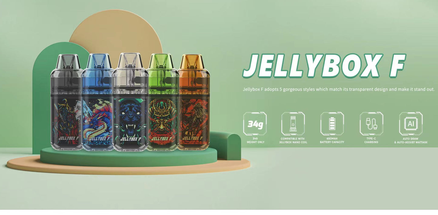 Original Rincoe Jellybox F Vape Kit 650mAh Battery 2ml Cartridge Fit Nano Coil Vaporizer free shipping