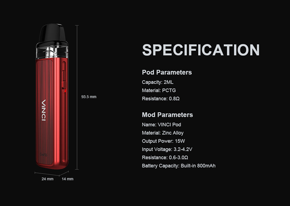 Original VOOPOO Vinci Pod Kit 15W 800mAh Battery Vape Resistance Cartridge Adjustable Airflow System Free Shipping