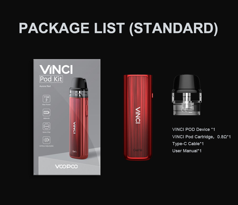 Original VOOPOO Vinci Pod Kit 15W 800mAh Battery Vape Resistance Cartridge Adjustable Airflow System Free Shipping