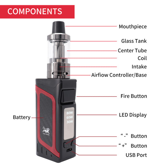 Original Vape Box Mod Kit Smoke X16 80W Vapor 2000mah Build-in Battery 3.5ml Vaper Tank Vaporizer Pen Ajust Voltage