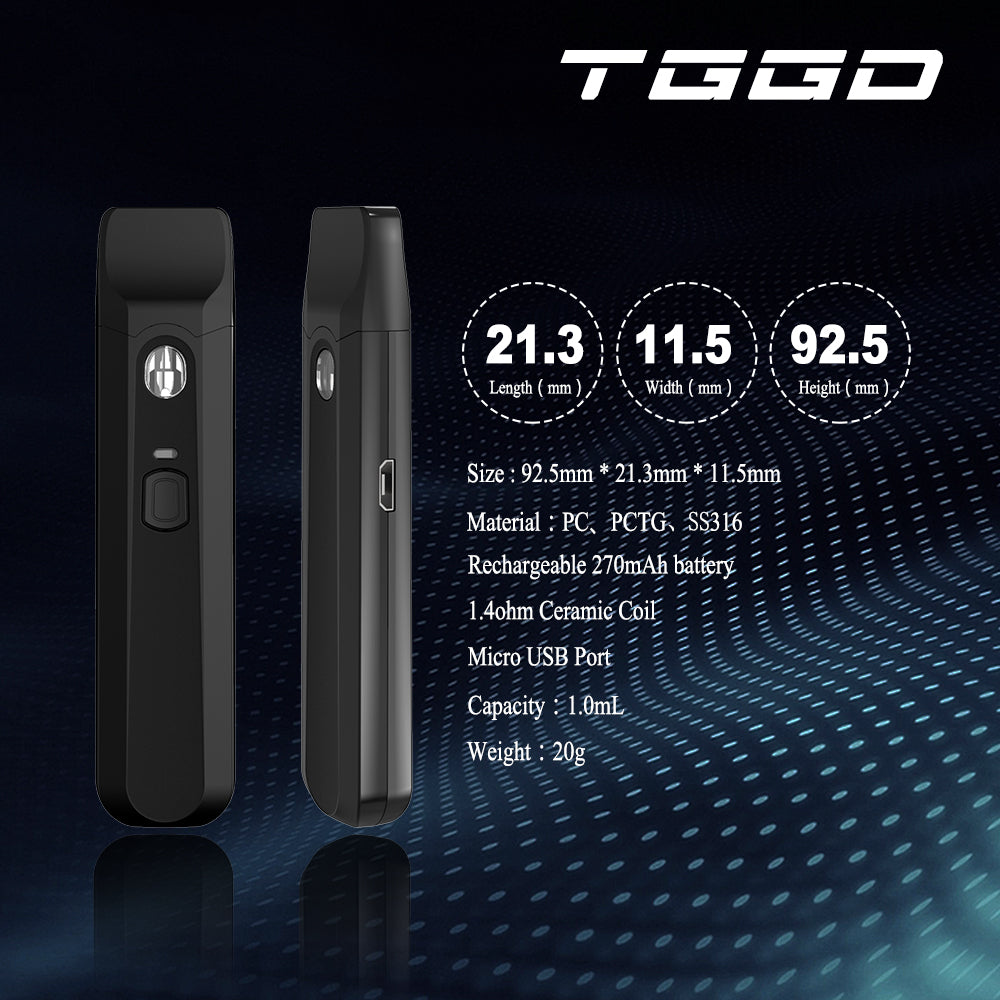 Original TGGD Vape Pen Pod Kit 270mah Rechargeable Battery 1ml Ceramic Coil Free Shipping