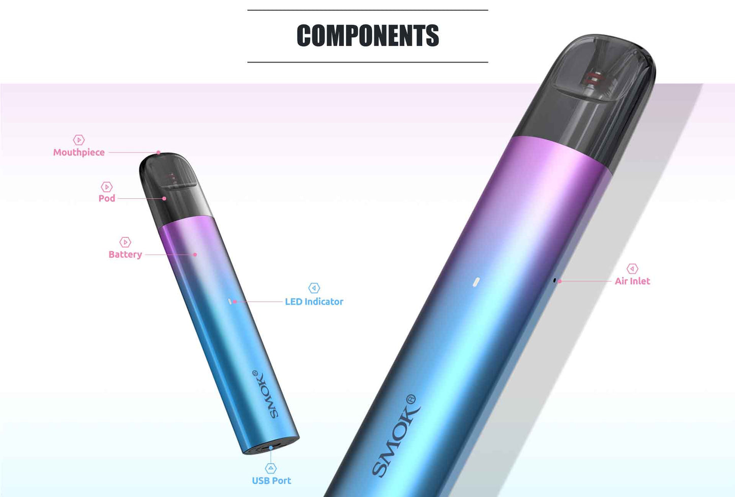 Original SMOK SOLUS Pod Kit 15W 700mAh 2.5ml Cartridge Meshed 0.9ohm Vape Free Shipping