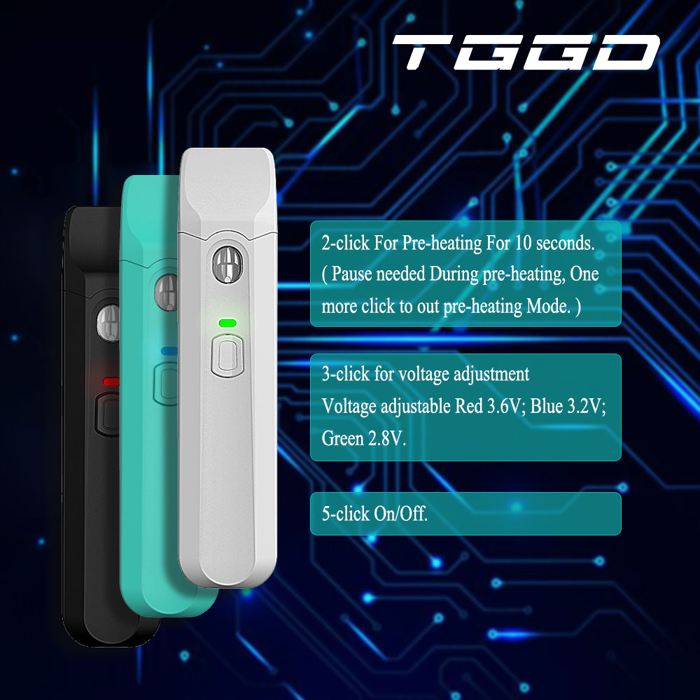 Original TGGD Vape Pen Pod Kit 270mah Rechargeable Battery 1ml Ceramic Coil Free Shipping