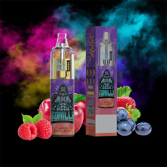 Original RandM Tornado 7000 Puffs Glowing 14ml 1000mAh Vape Kit Device (Free Shipping)