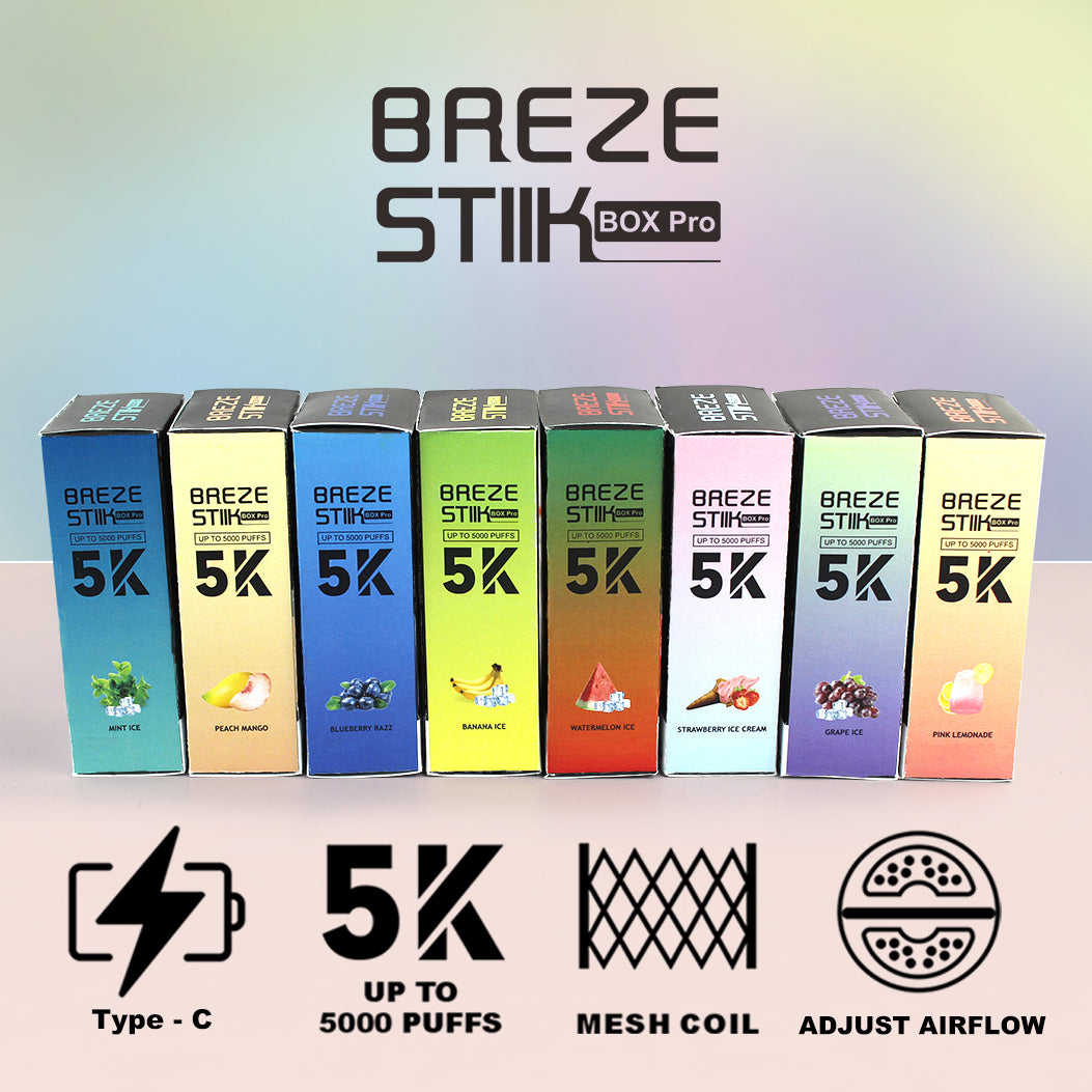 Original Breze Stink Box Pro 5000 puffs 950mAh 12ml Large Capacity Vape Kit Device (Free Shipping)