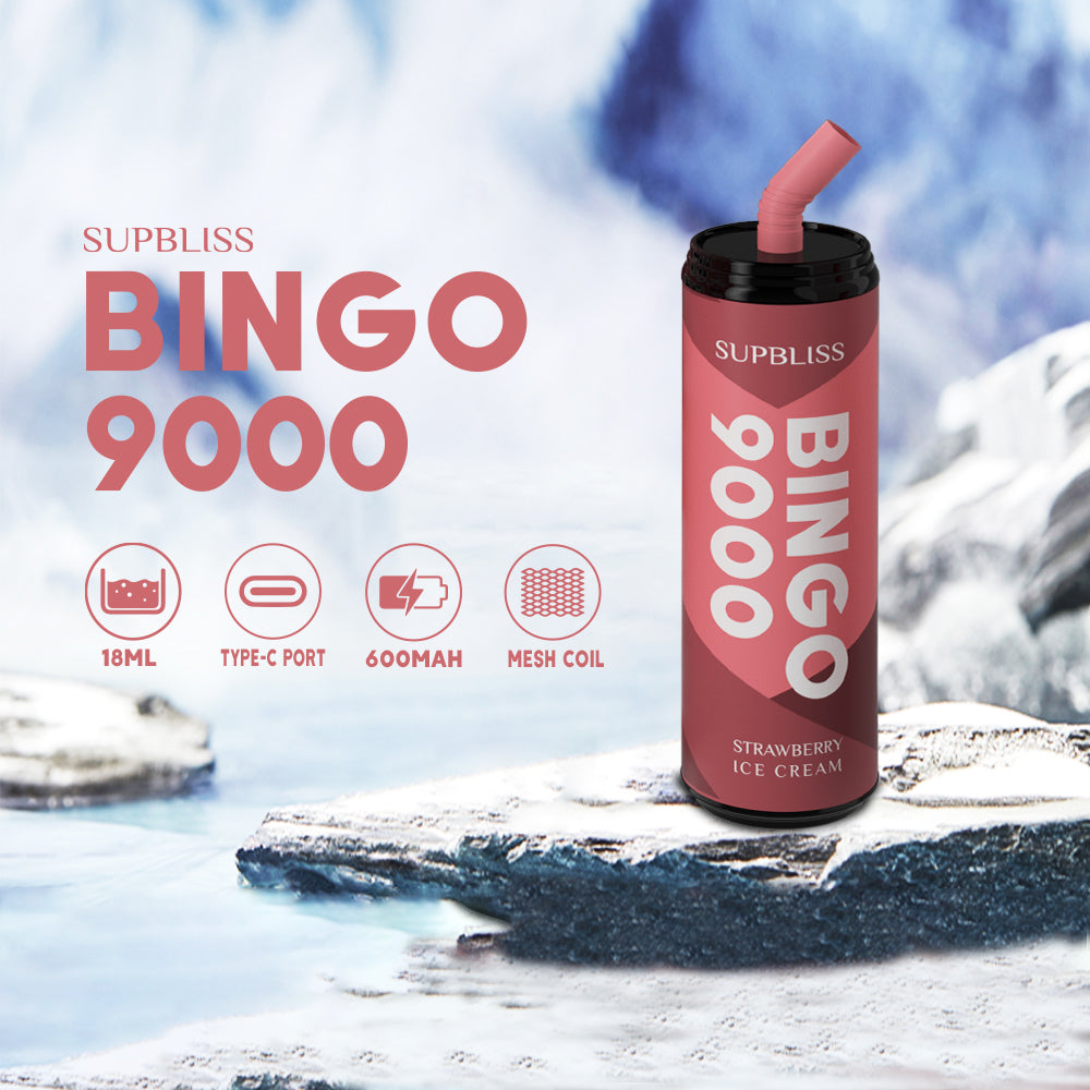 Original SUPBLISS Bingo 9000 Puffs Rechargeable RandM Coke Can Vape Device (Free Shipping)